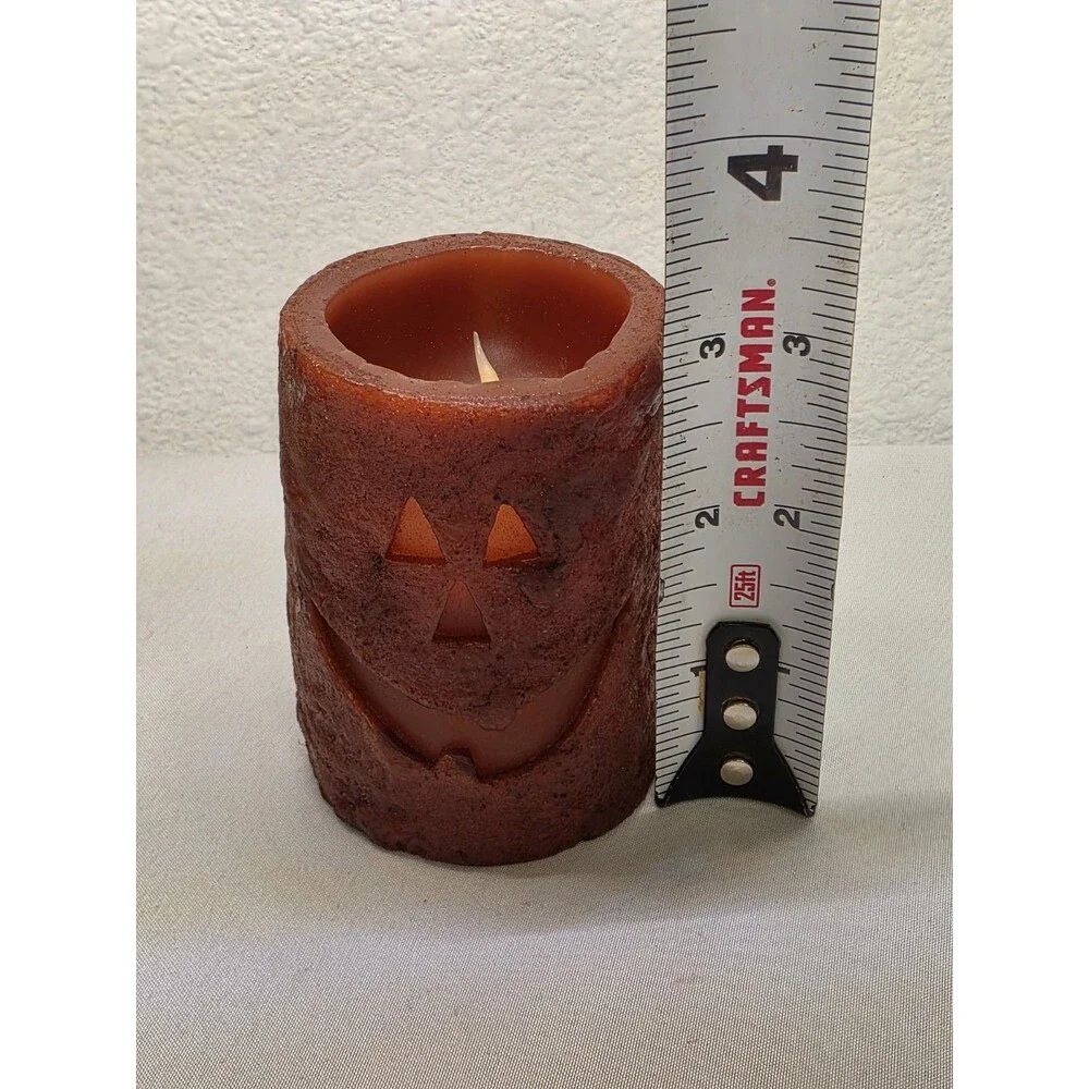 Small Jack O Lantern Pillar Candle LED Fall Halloween Pumpkin decoration Battery